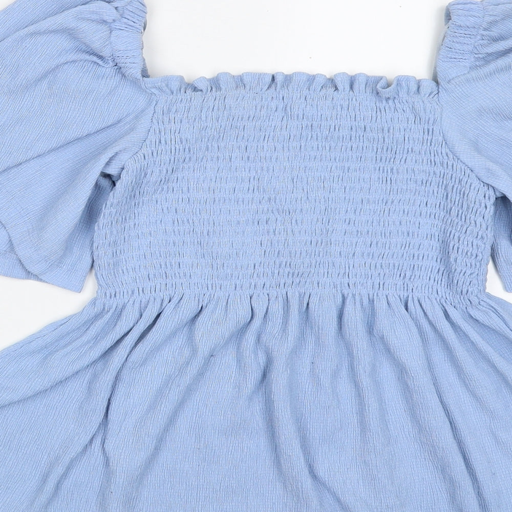 F&F Womens Blue  Polyester Basic Blouse Size 12 Square Neck