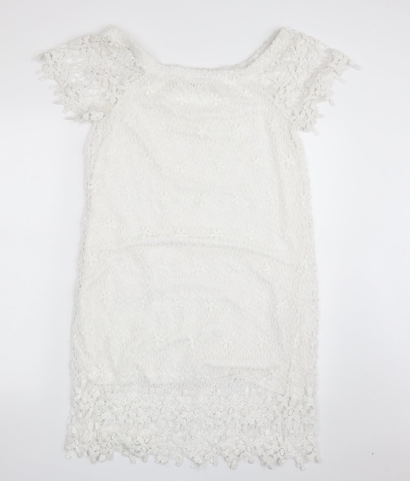 Papaya Womens White Floral Polyester A-Line  Size 10  Off the Shoulder Pullover