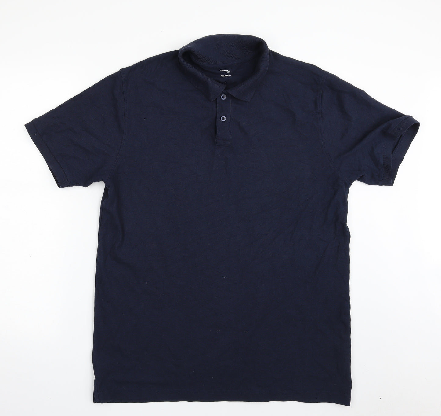 Dunnes Stores Mens Blue  100% Cotton  Polo Size L Collared Button