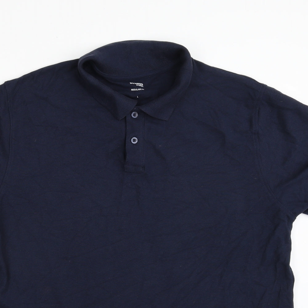 Dunnes Stores Mens Blue  100% Cotton  Polo Size L Collared Button