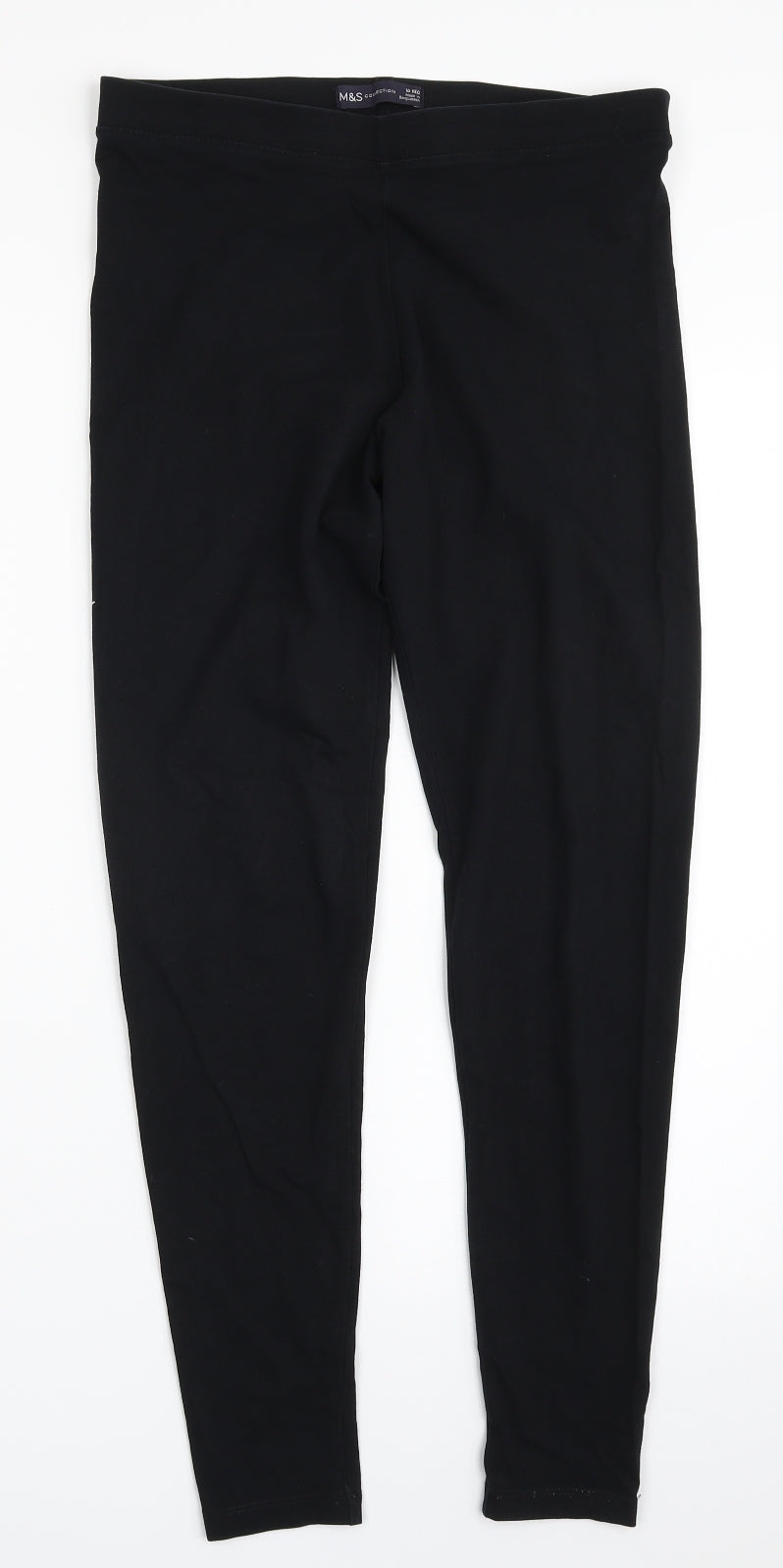 Marks and Spencer Womens Black  Cotton Carrot Leggings Size 10 L27 in