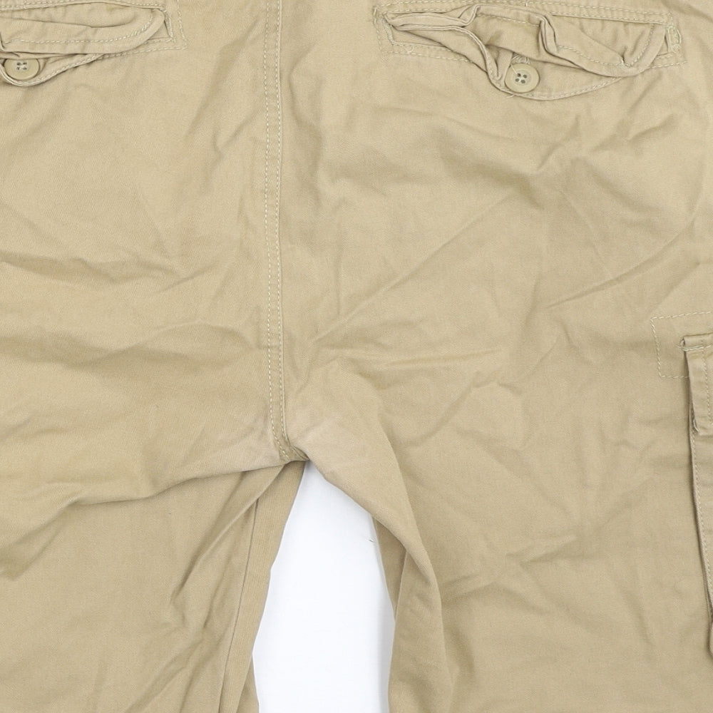 Denim & Co. Mens Beige  Cotton Cargo Shorts Size 36 in L10 in Regular Zip