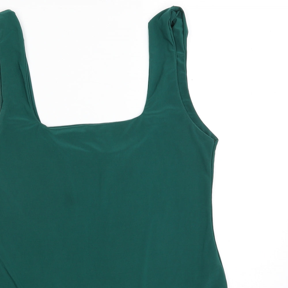 PRETTYLITTLETHING Womens Green  Polyester Bodysuit One-Piece Size 14  Snap - Item Length -28in