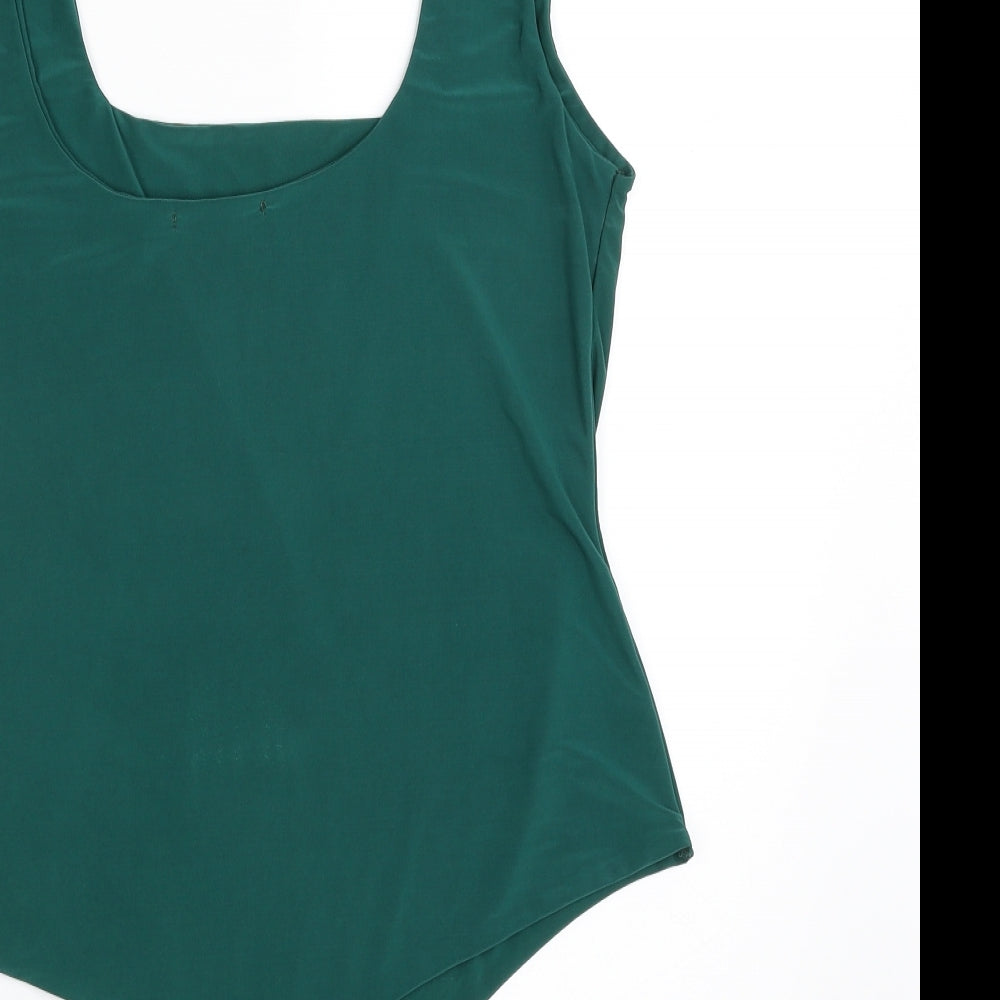 PRETTYLITTLETHING Womens Green  Polyester Bodysuit One-Piece Size 14  Snap - Item Length -28in