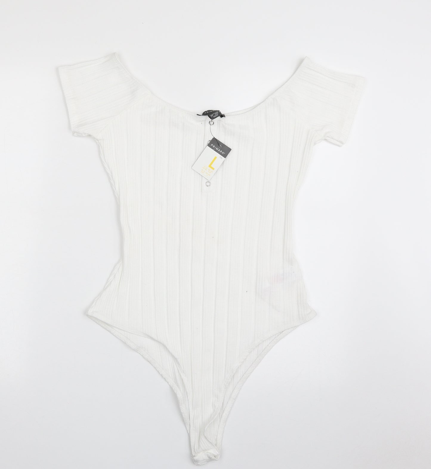 Primark Womens White  Polyester Bodysuit One-Piece Size 14  Snap - Item Length -31in; Size 14-16