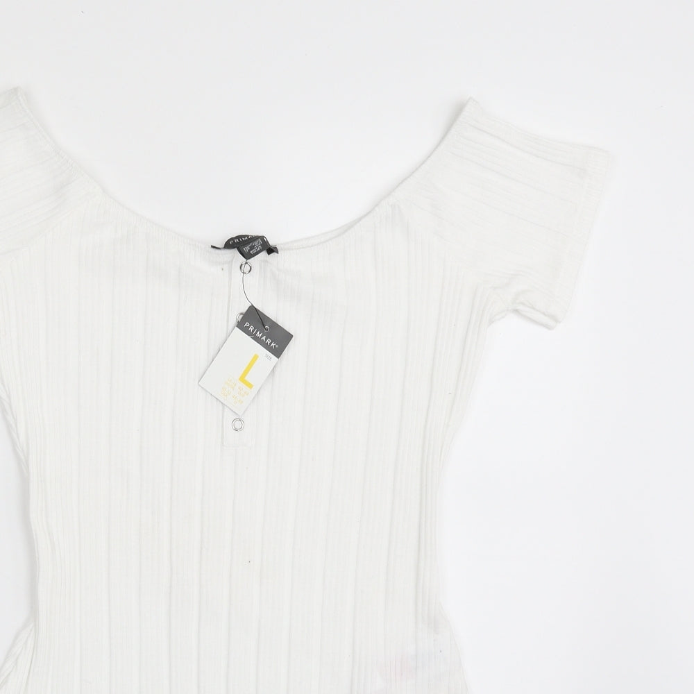 Primark Womens White  Polyester Bodysuit One-Piece Size 14  Snap - Item Length -31in; Size 14-16