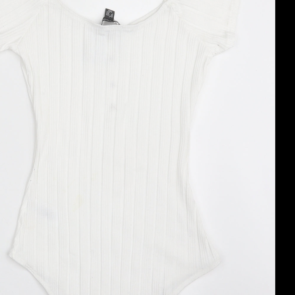 Primark Womens White  Polyester Bodysuit One-Piece Size 14  Snap - Item Length -31in; Size 14-16