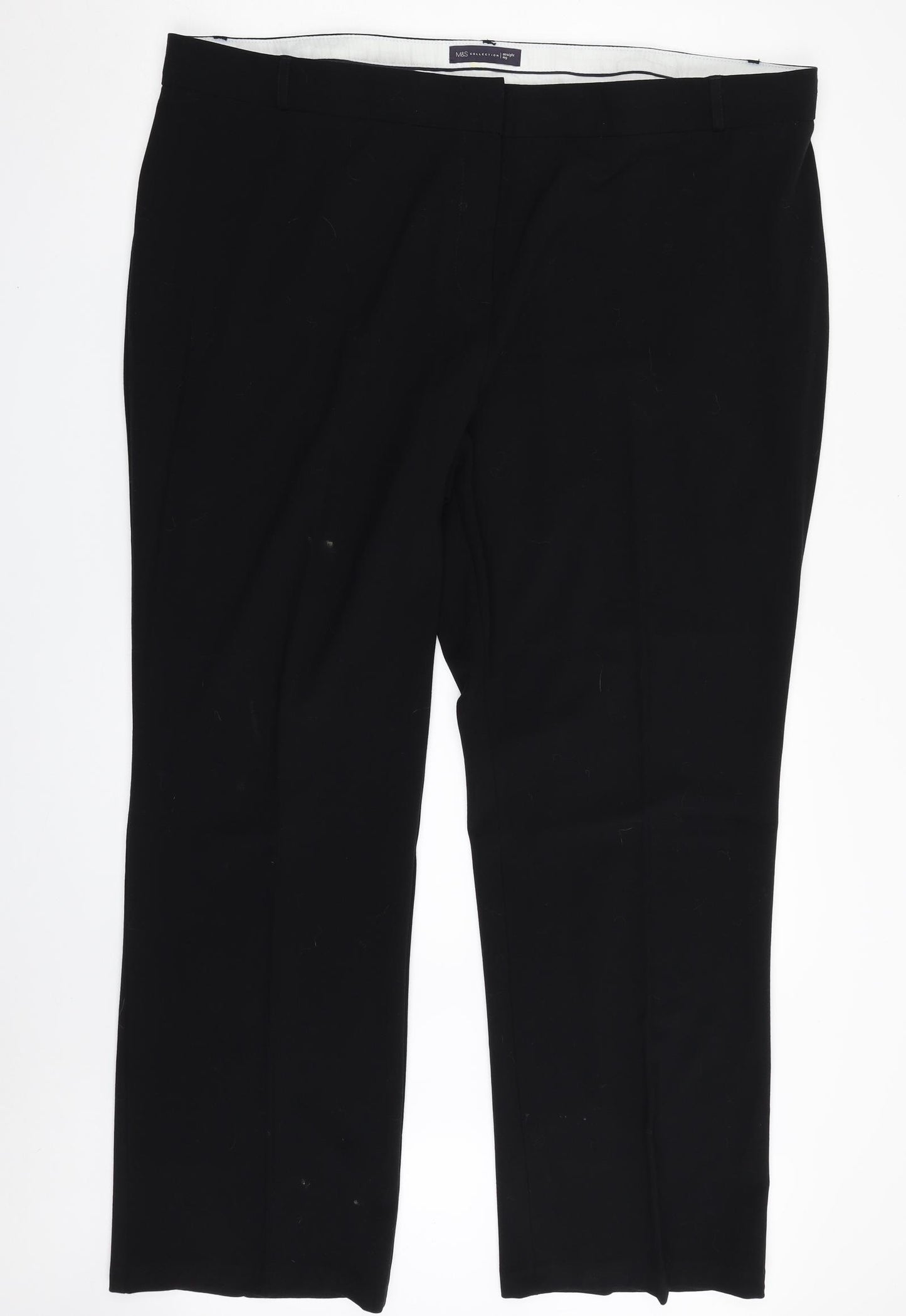 Marks and Spencer Womens Black  Polyester Trousers  Size 22 L30 in Regular Zip