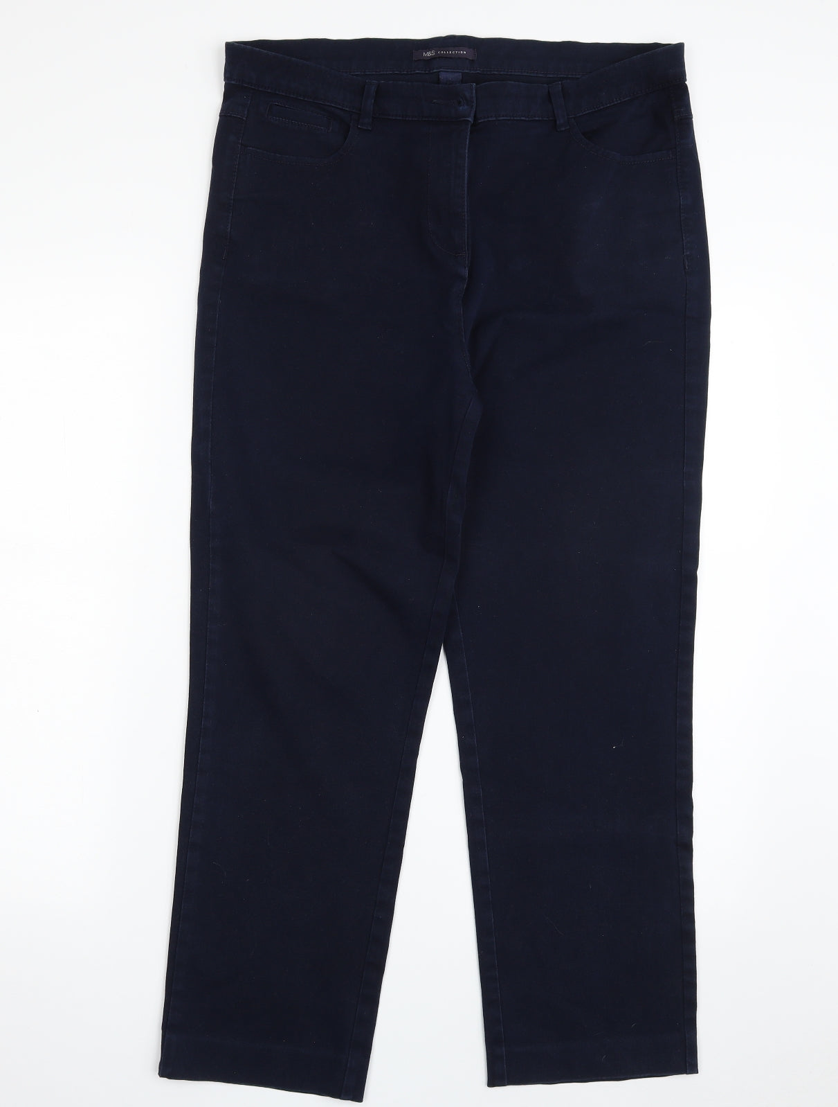 Marks and Spencer Womens Blue  Cotton Straight Jeans Size M L26 in Regular Zip