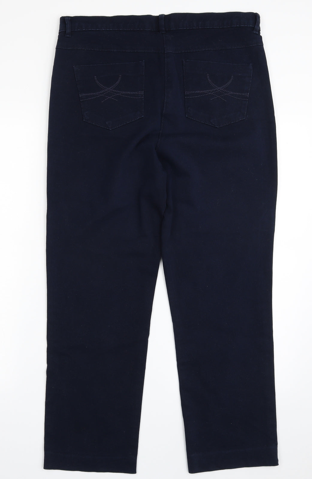 Marks and Spencer Womens Blue  Cotton Straight Jeans Size M L26 in Regular Zip