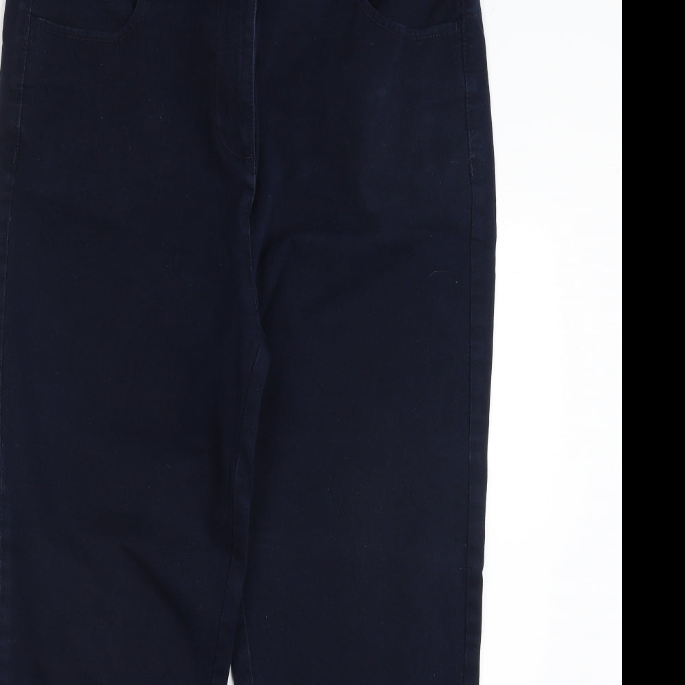 Marks and Spencer Womens Blue  Cotton Straight Jeans Size M L26 in Regular Zip