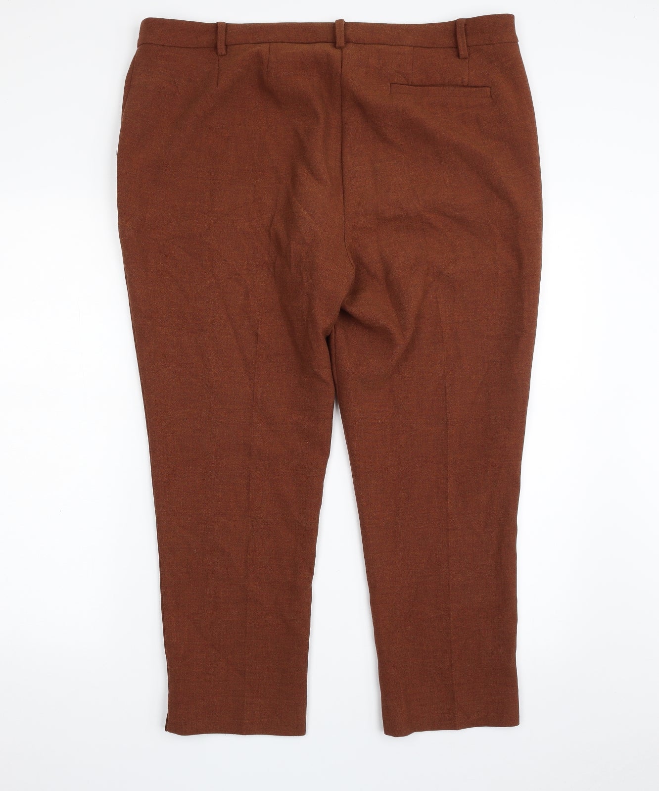 Marks and Spencer Womens Brown  Polyester Cropped Trousers Size 18 L24 in Slim Zip