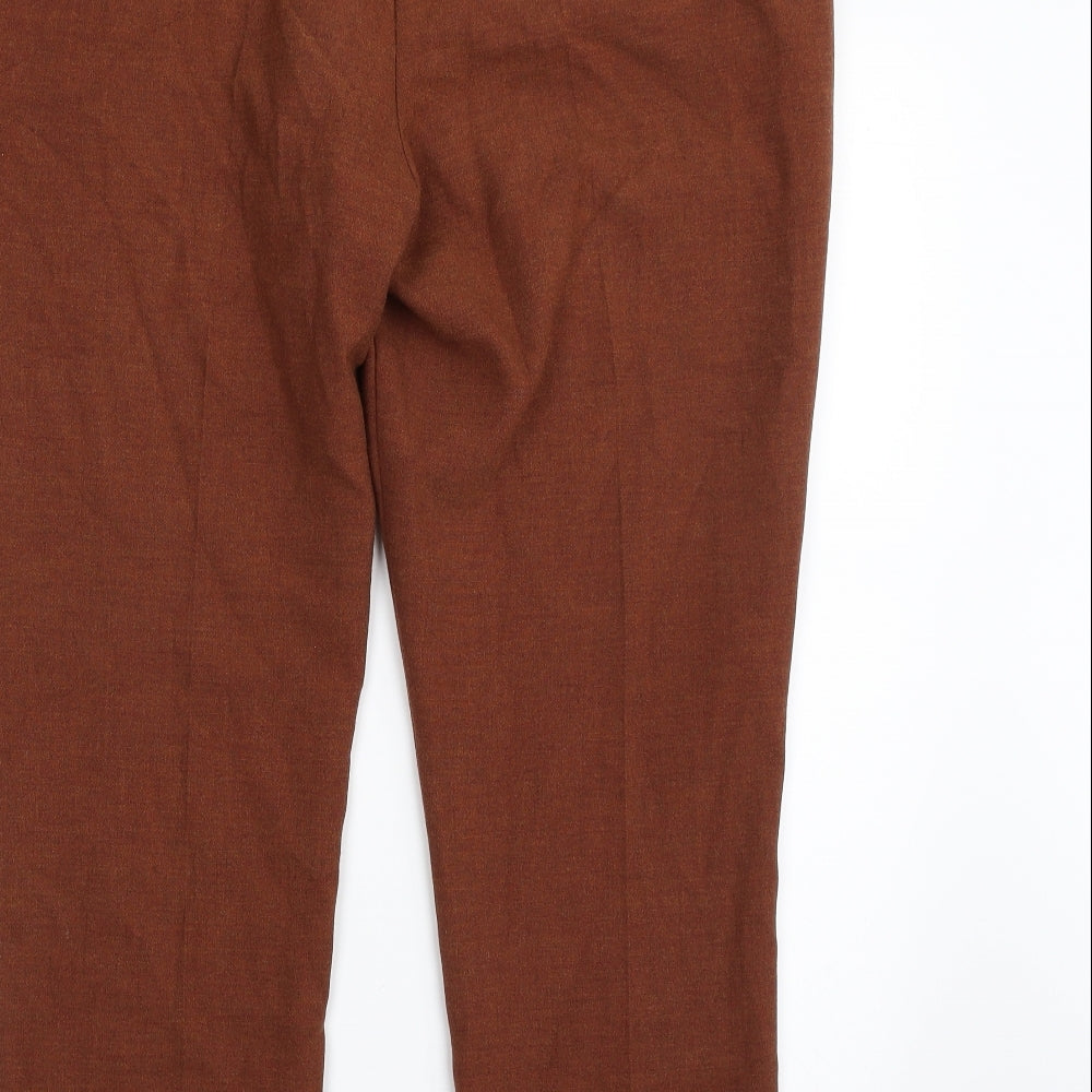 Marks and Spencer Womens Brown  Polyester Cropped Trousers Size 18 L24 in Slim Zip