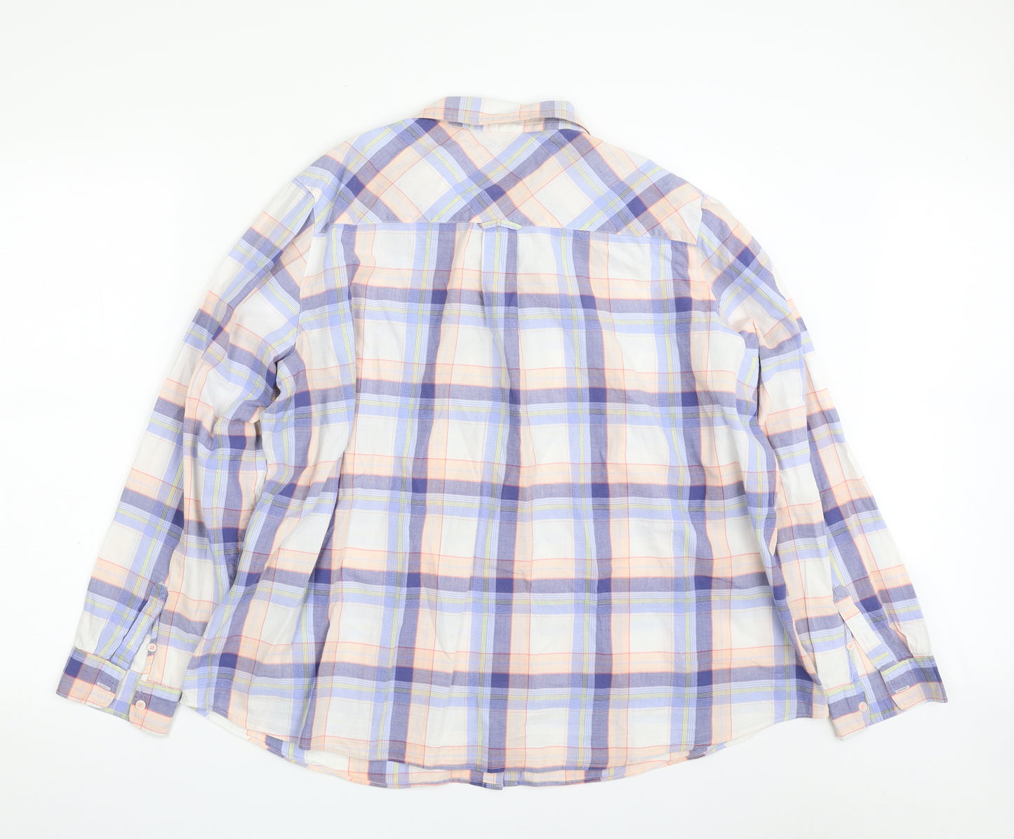 Marks and Spencer Womens Multicoloured Plaid 100% Cotton Basic Button-Up Size 22 Collared
