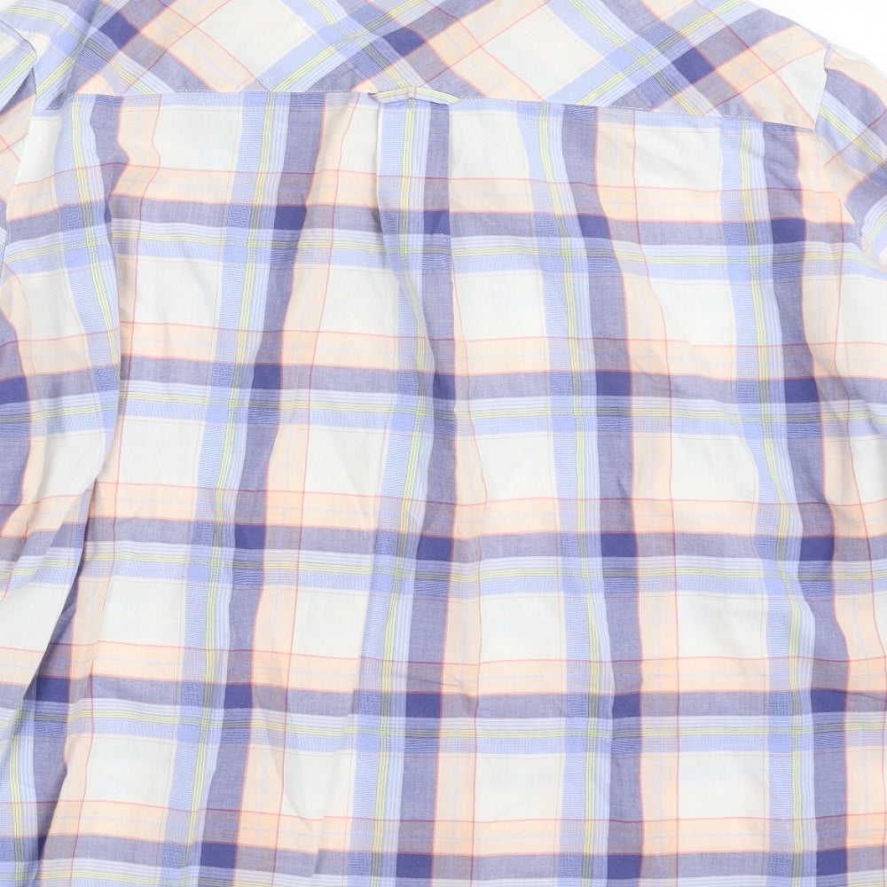 Marks and Spencer Womens Multicoloured Plaid 100% Cotton Basic Button-Up Size 22 Collared