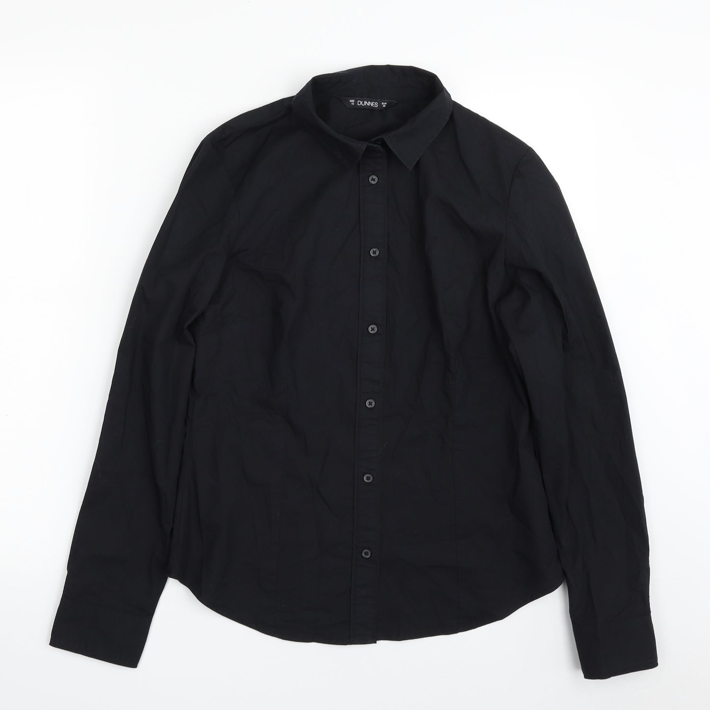 Dunnes Stores Womens Black  Polyester Basic Button-Up Size 10 Collared