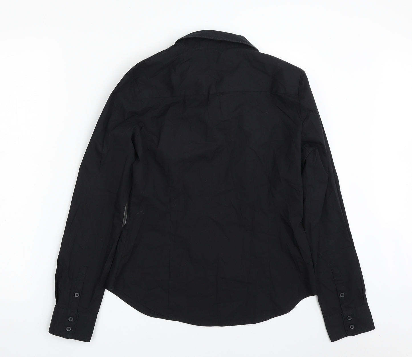 Dunnes Stores Womens Black  Polyester Basic Button-Up Size 10 Collared