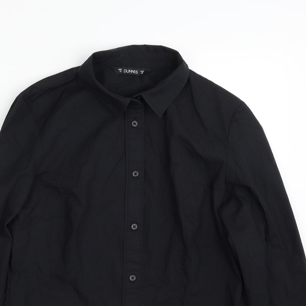 Dunnes Stores Womens Black  Polyester Basic Button-Up Size 10 Collared