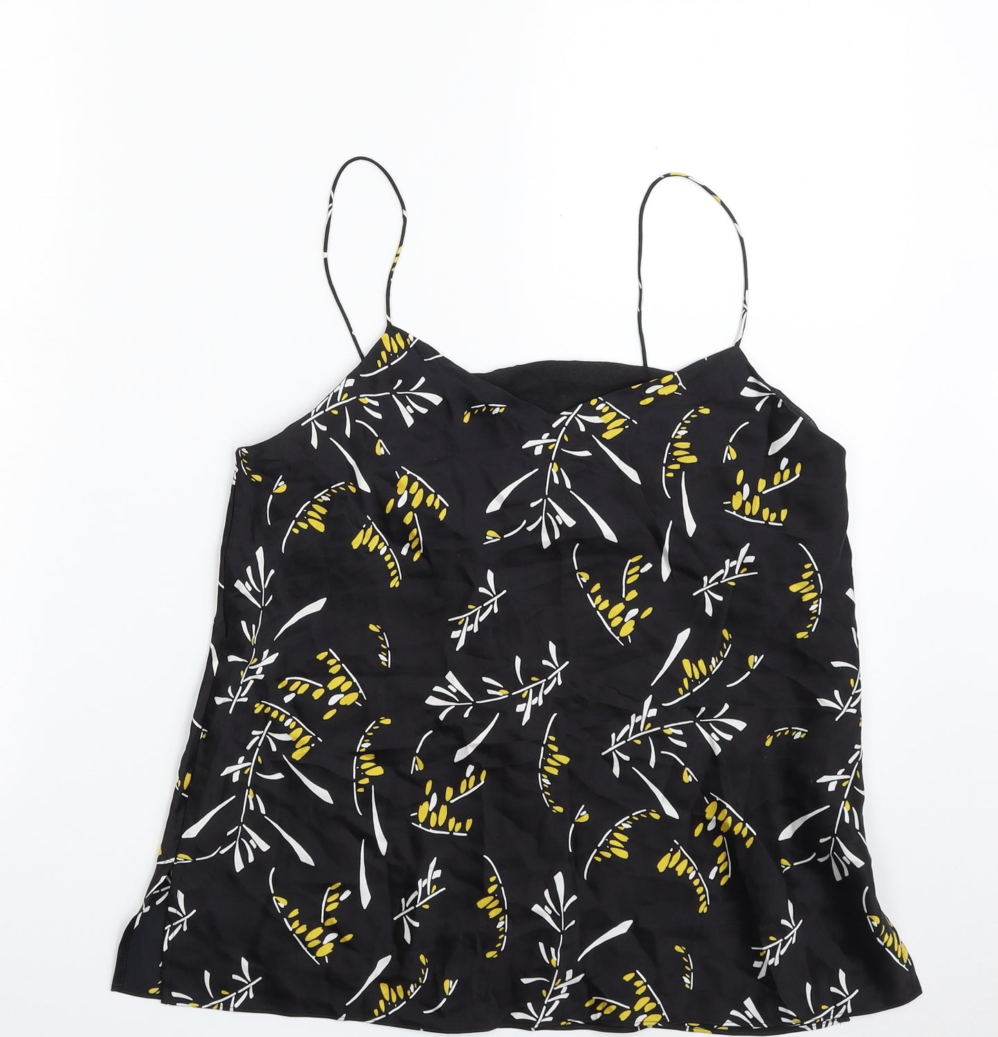 Marks and Spencer Womens Black Floral Silk Camisole Tank Size 10 Off the Shoulder