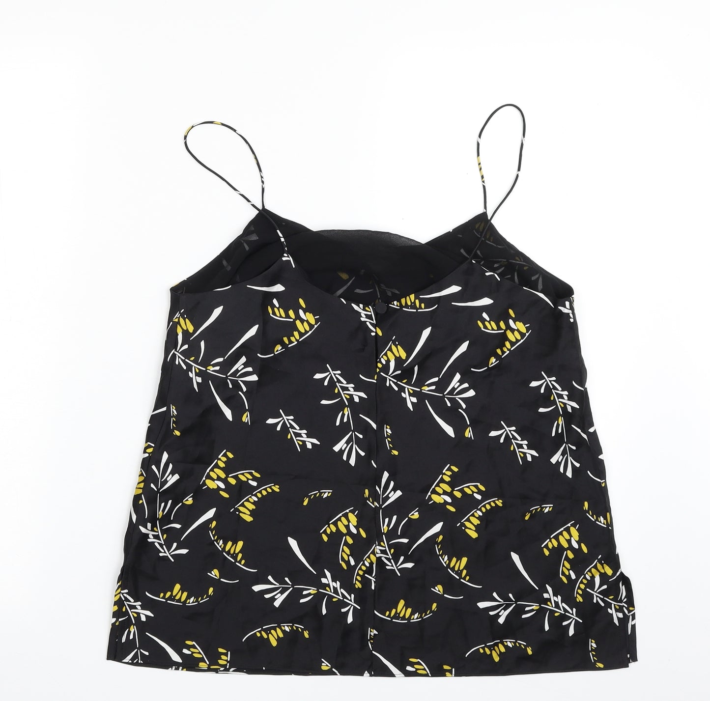 Marks and Spencer Womens Black Floral Silk Camisole Tank Size 10 Off the Shoulder
