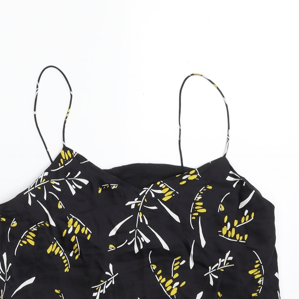 Marks and Spencer Womens Black Floral Silk Camisole Tank Size 10 Off the Shoulder