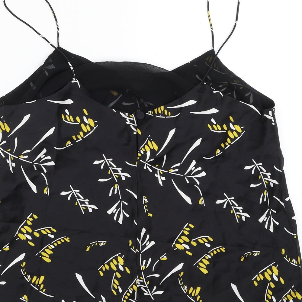 Marks and Spencer Womens Black Floral Silk Camisole Tank Size 10 Off the Shoulder