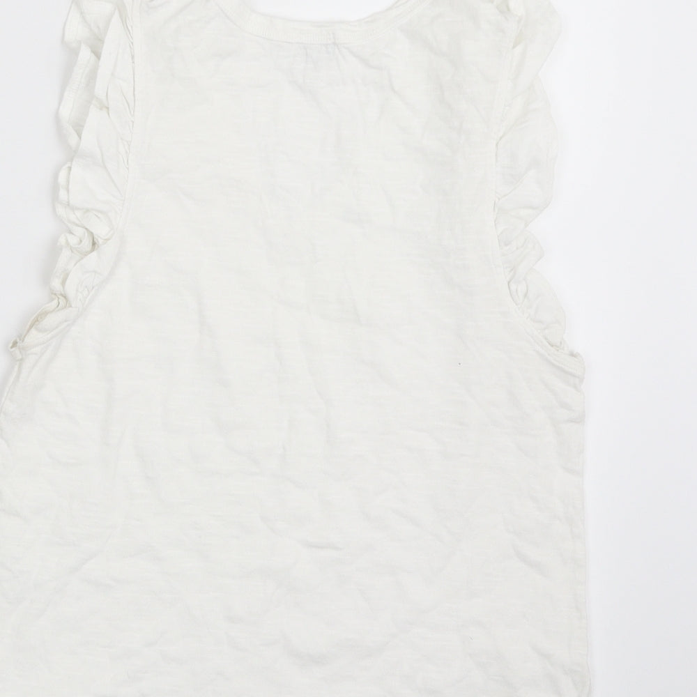 River Island Womens White  100% Cotton Basic T-Shirt Size 10 V-Neck