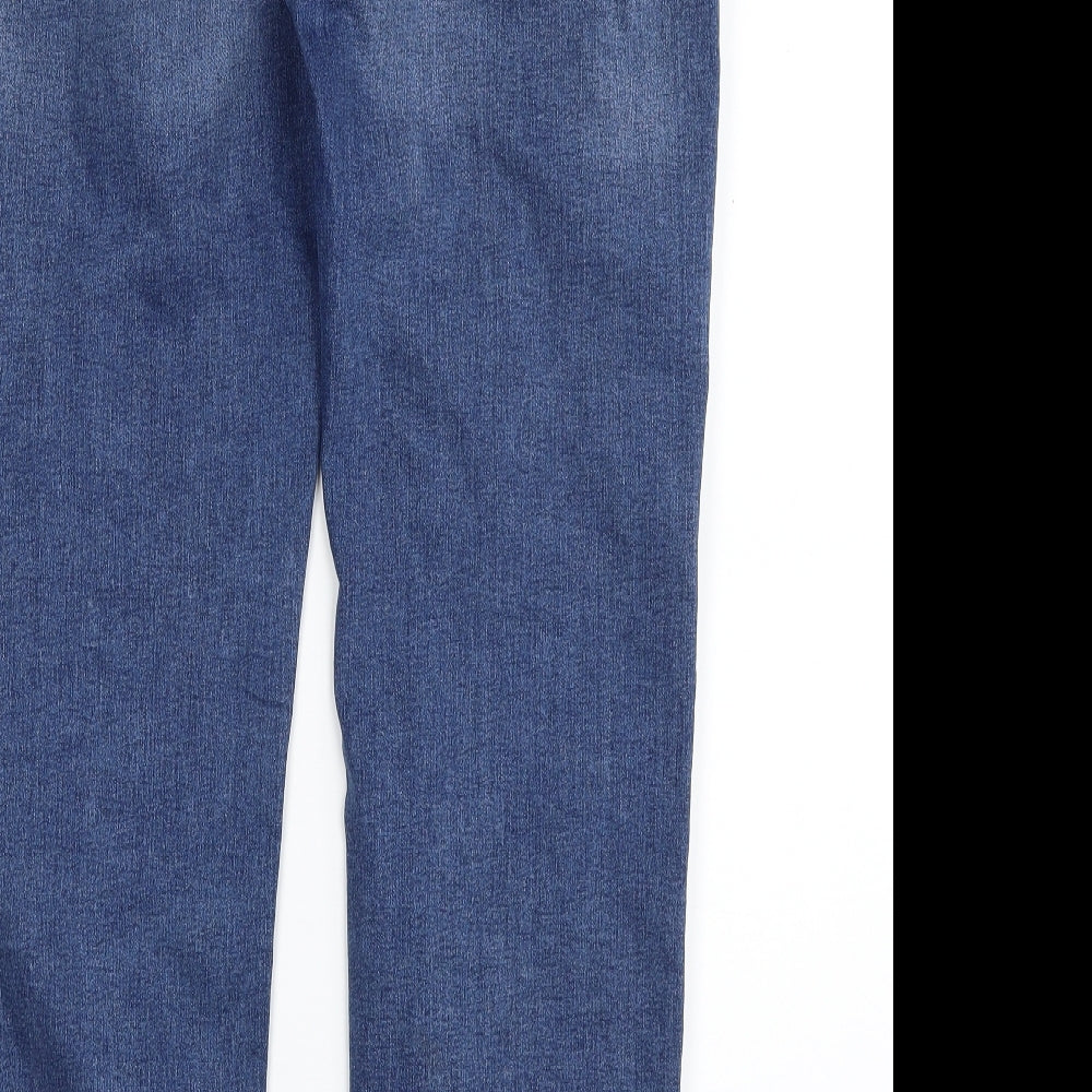 Marks and Spencer Womens Blue  Cotton Straight Jeans Size 12 L28 in Slim Zip