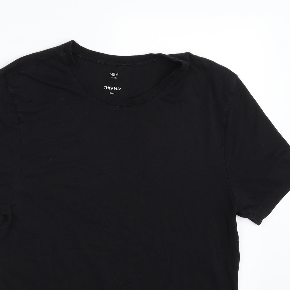 Marks and Spencer Mens Black  Polyester  T-Shirt Size S Crew Neck