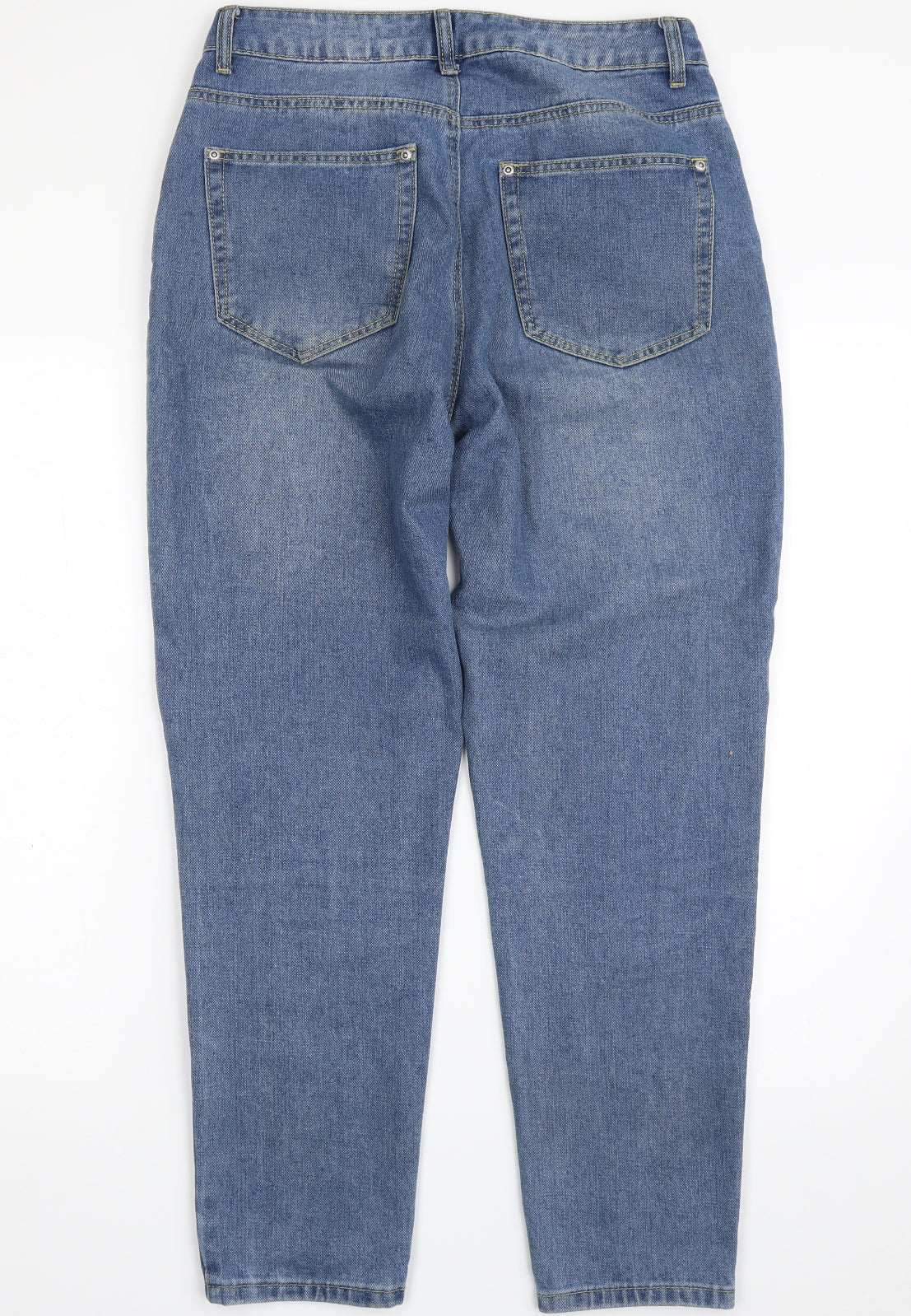 PRETTYLITTLETHING Womens Blue  Cotton Mom Jeans Size 12 L27 in Regular Zip