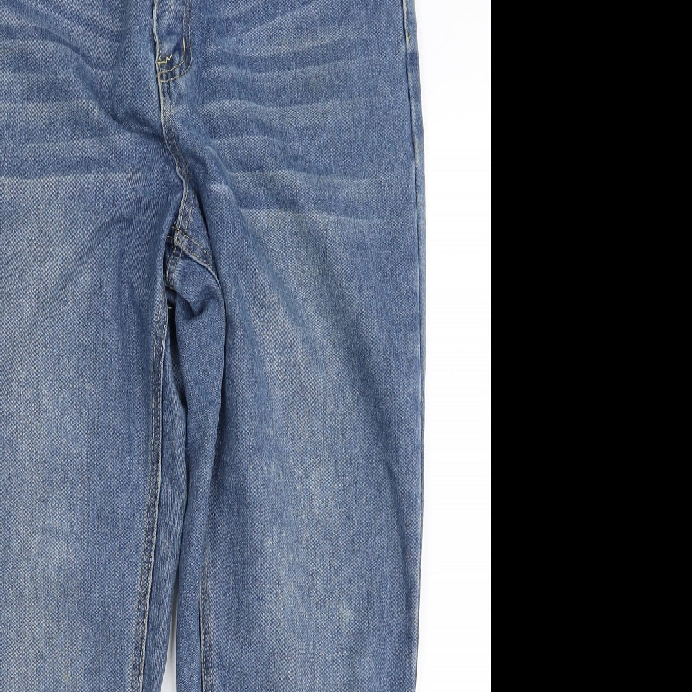 PRETTYLITTLETHING Womens Blue  Cotton Mom Jeans Size 12 L27 in Regular Zip