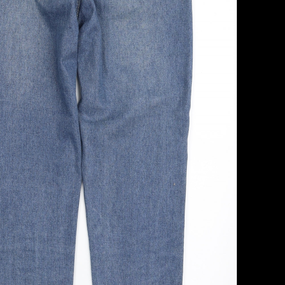 PRETTYLITTLETHING Womens Blue  Cotton Mom Jeans Size 12 L27 in Regular Zip