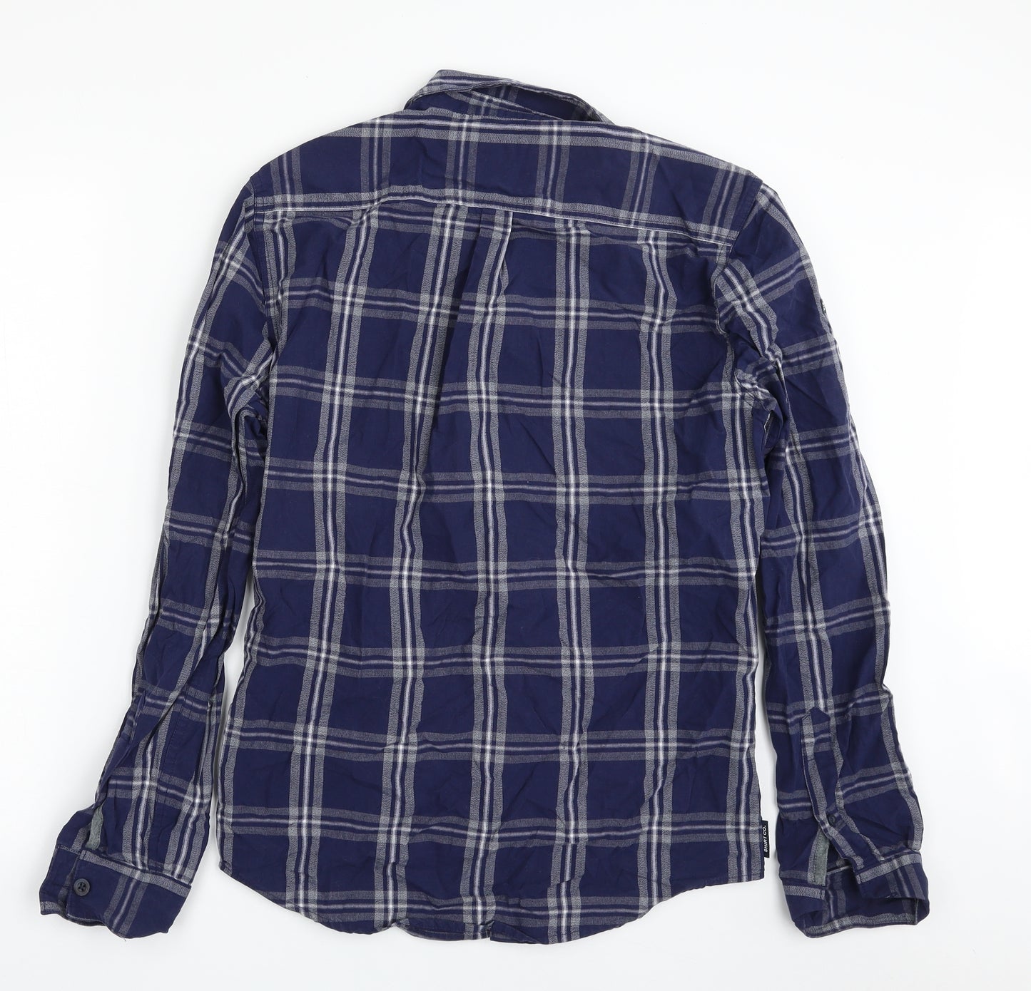 Superdry Mens Blue Plaid Cotton  Button-Up Size S Collared Button