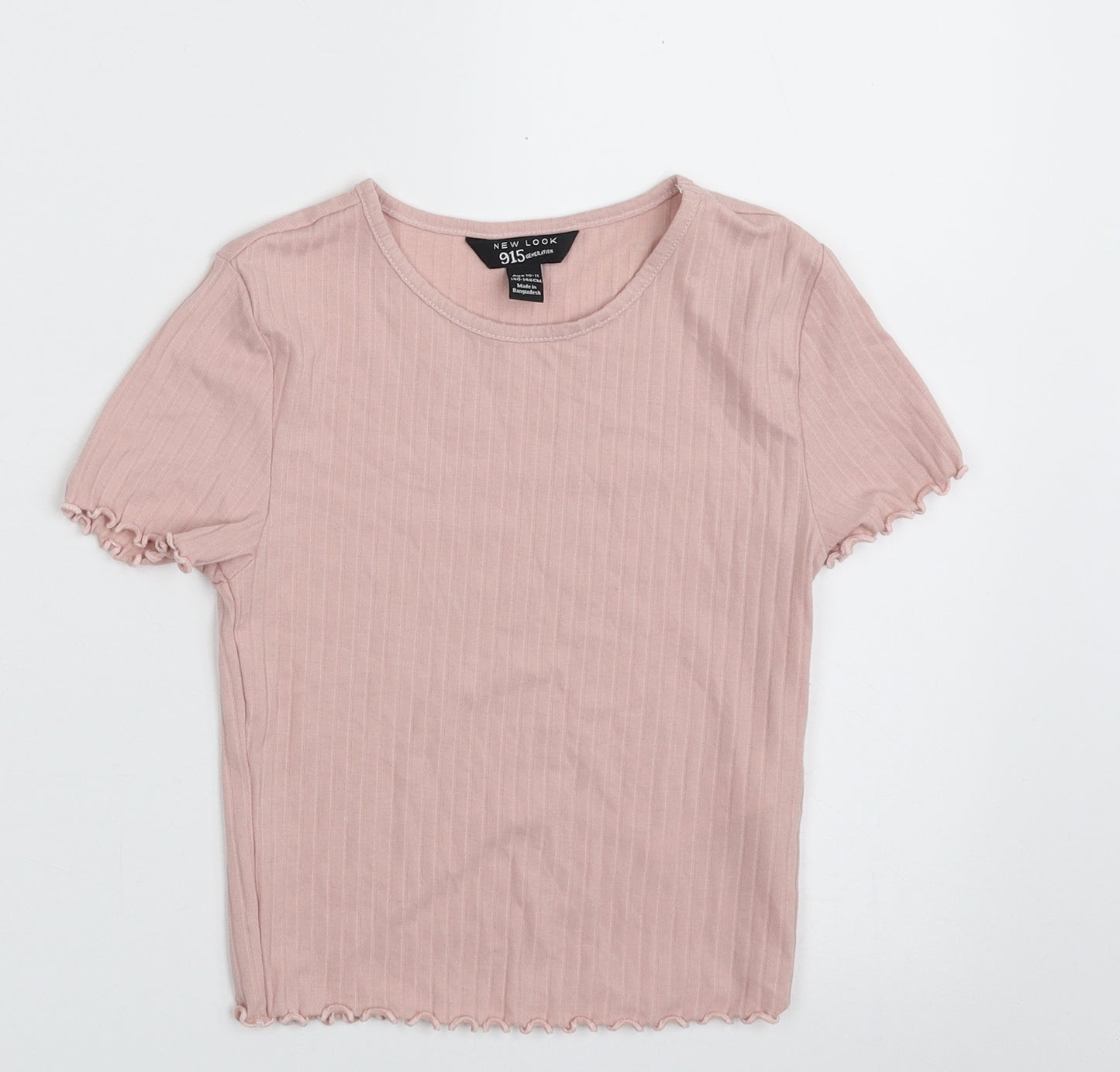 New Look Girls Pink  Polyester Pullover T-Shirt Size 10-11 Years Crew Neck Pullover