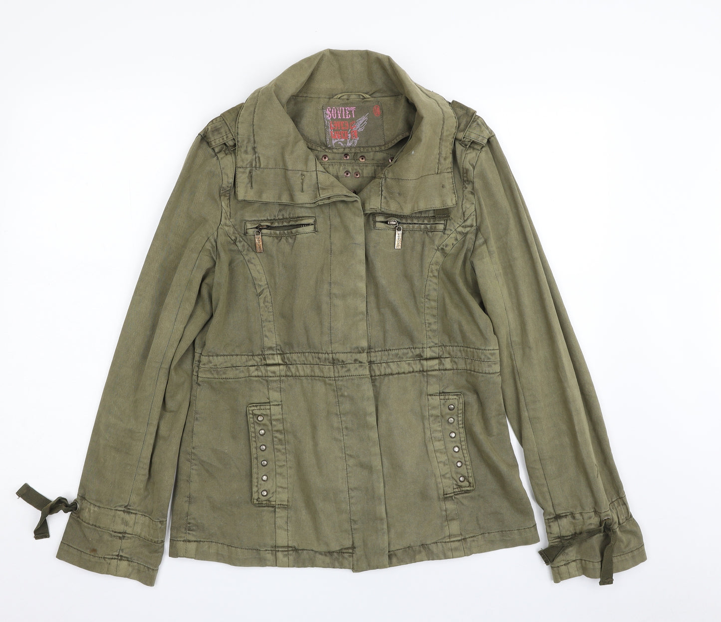 Soviet Womens Green   Military Jacket Jacket Size 10  Button