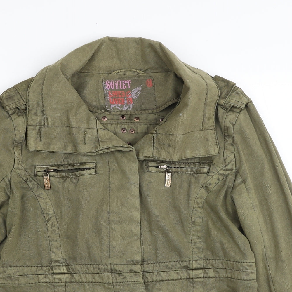 Soviet Womens Green   Military Jacket Jacket Size 10  Button