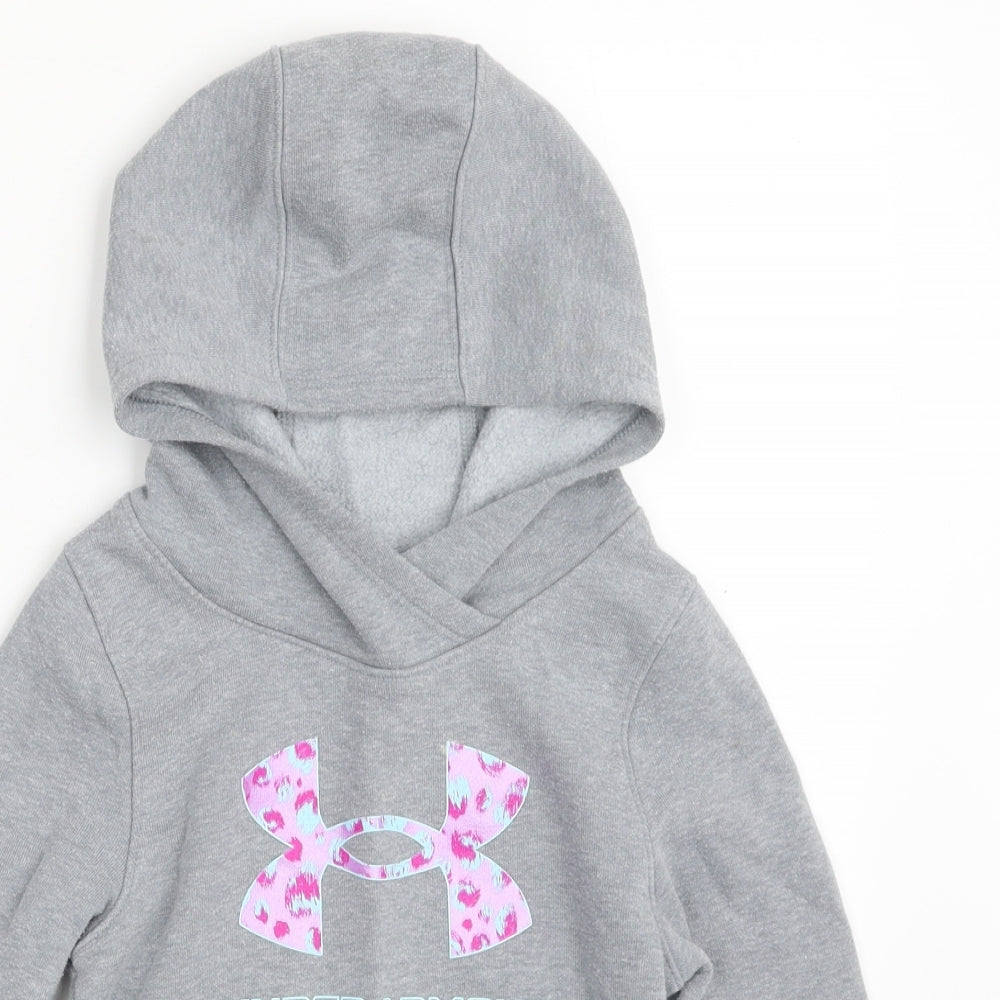 Under armour Girls Grey  Cotton Pullover Hoodie Size 7-8 Years  Pullover