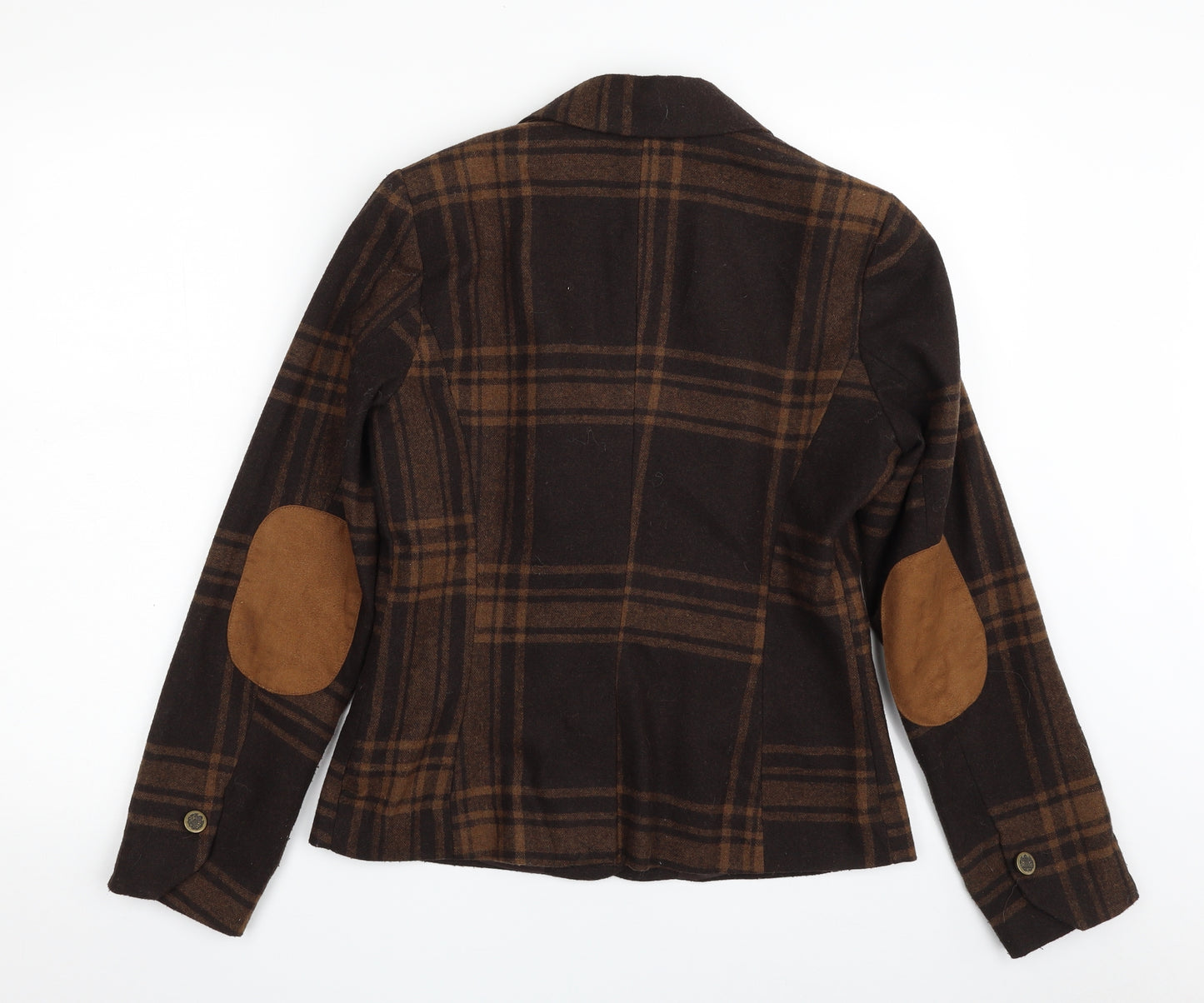 Atmosphere Womens Brown Plaid  Jacket Blazer Size 10  Button