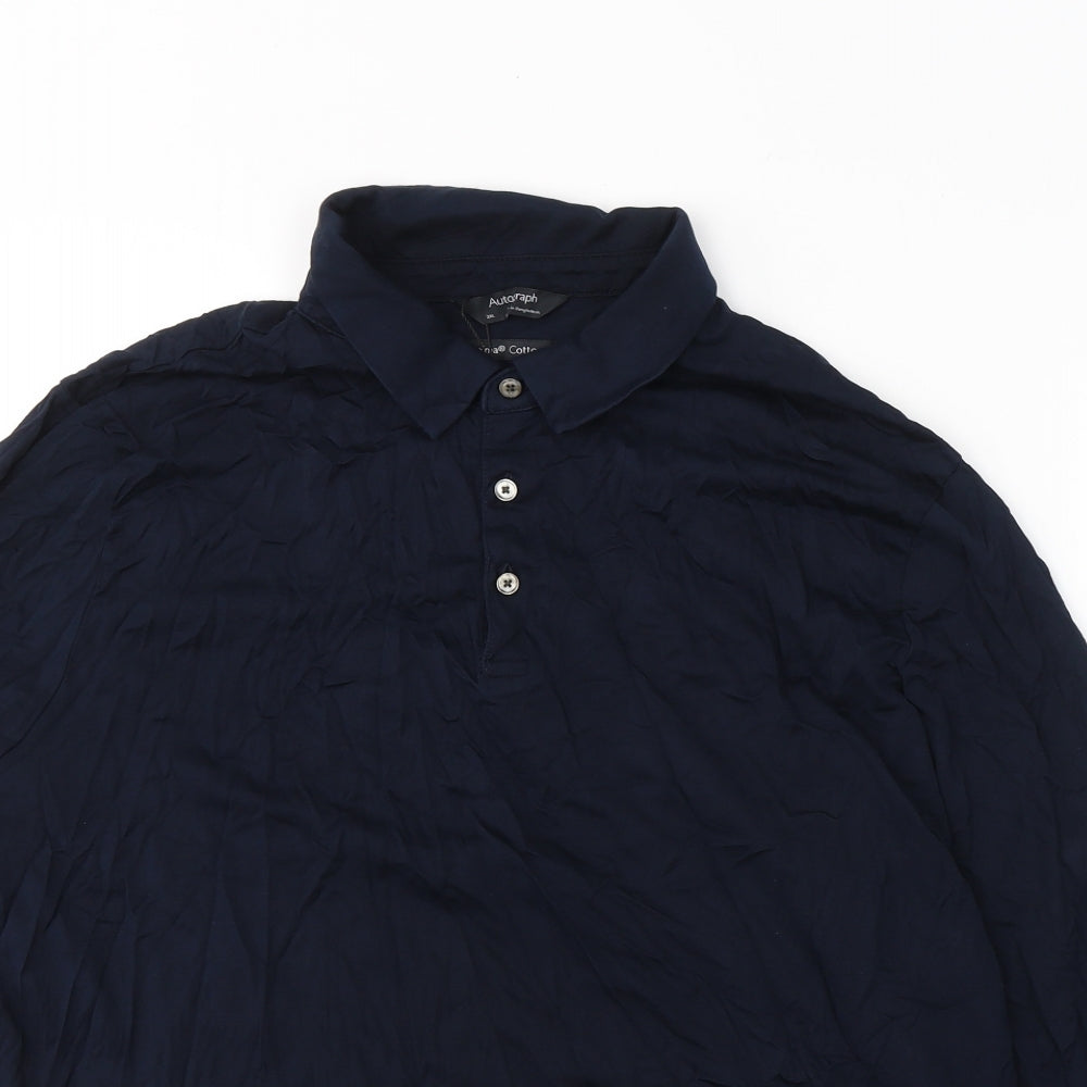 Marks and Spencer Mens Blue  Cotton  Polo Size XL Collared Pullover