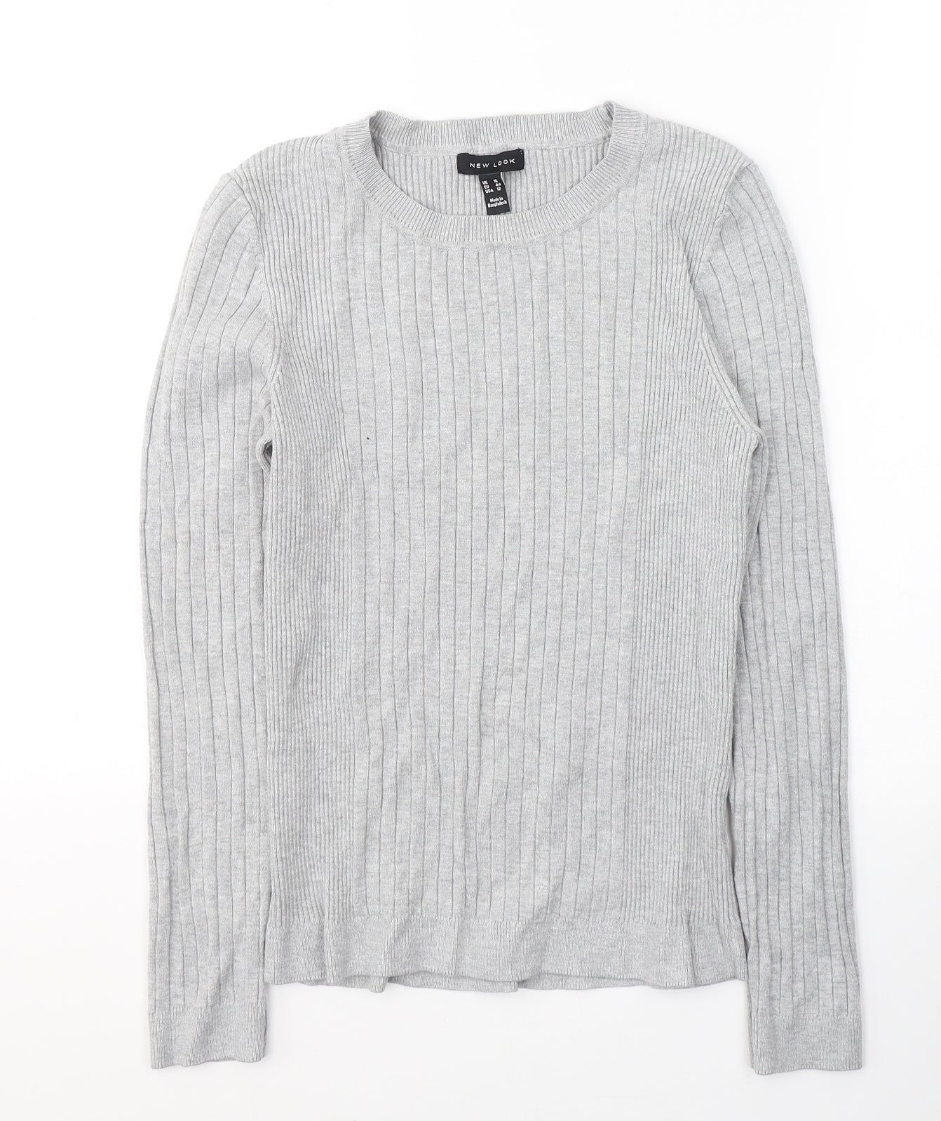 New Look Womens Grey Round Neck  Cotton Pullover Jumper Size 16