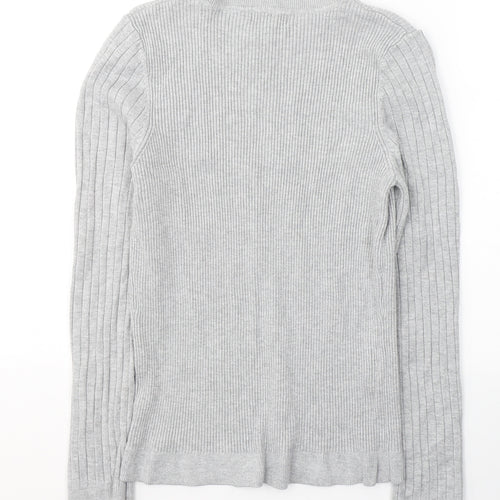 New Look Womens Grey Round Neck  Cotton Pullover Jumper Size 16