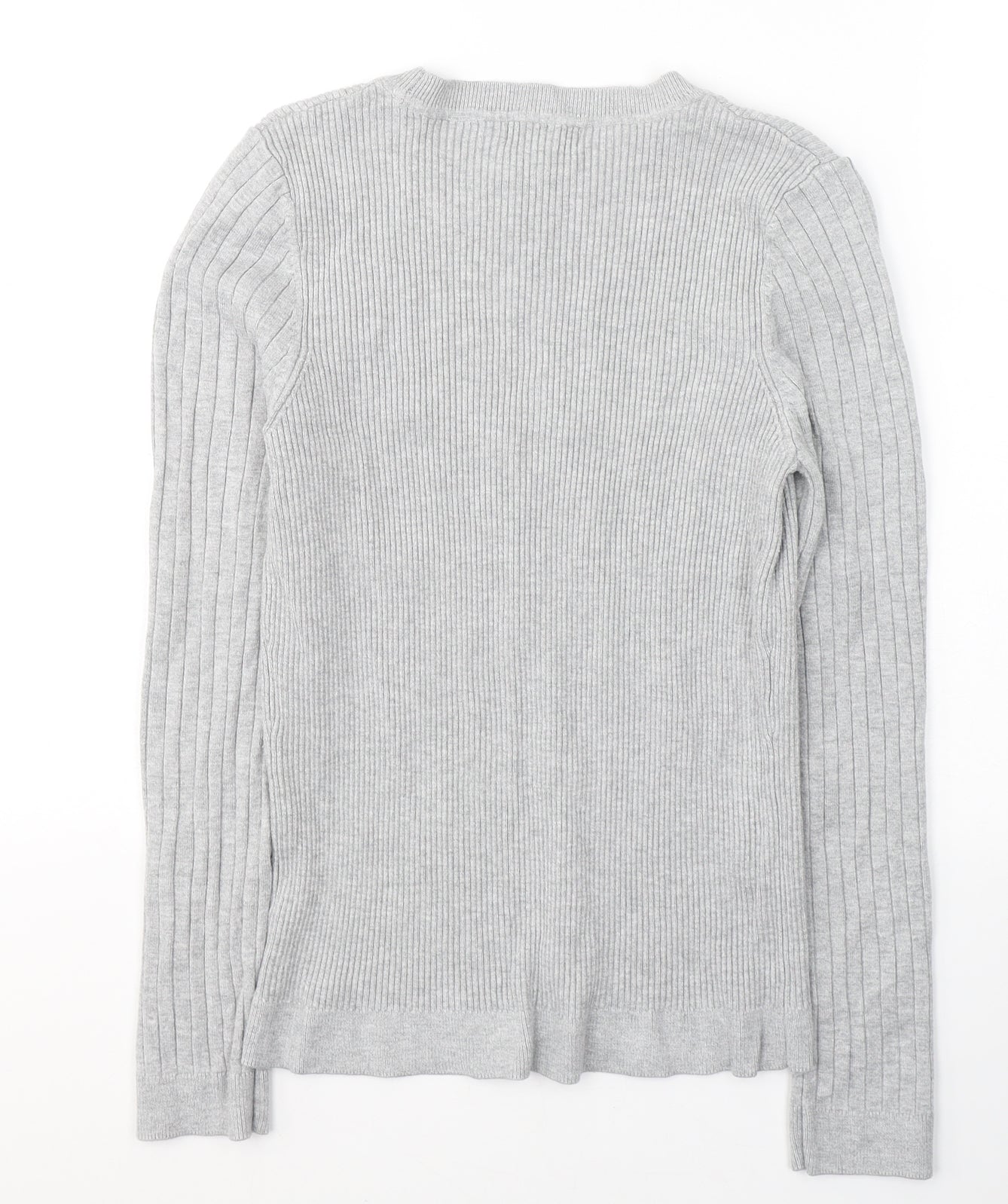 New Look Womens Grey Round Neck  Cotton Pullover Jumper Size 16