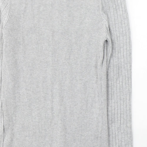 New Look Womens Grey Round Neck  Cotton Pullover Jumper Size 16