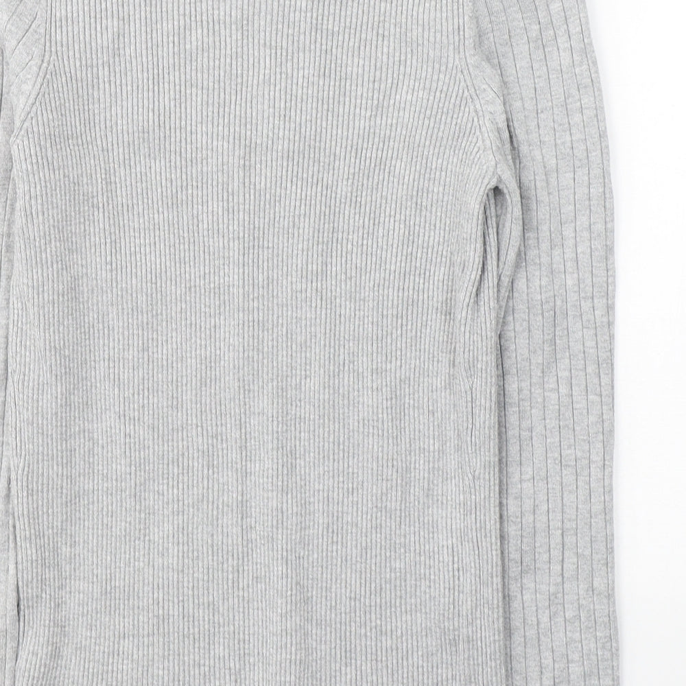 New Look Womens Grey Round Neck  Cotton Pullover Jumper Size 16