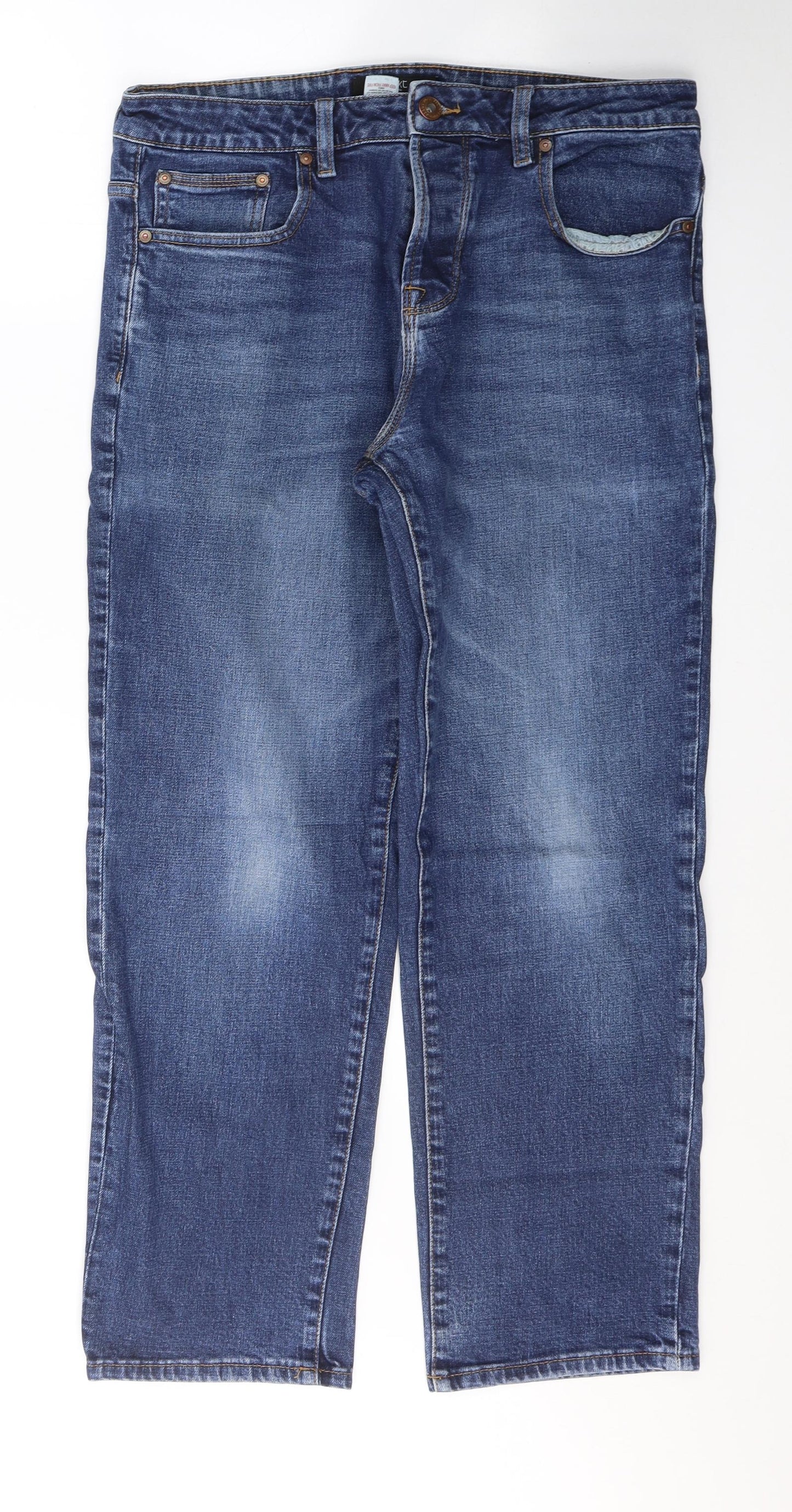 NEXT Mens Blue  Cotton Straight Jeans Size 34 L29 in Slim Button