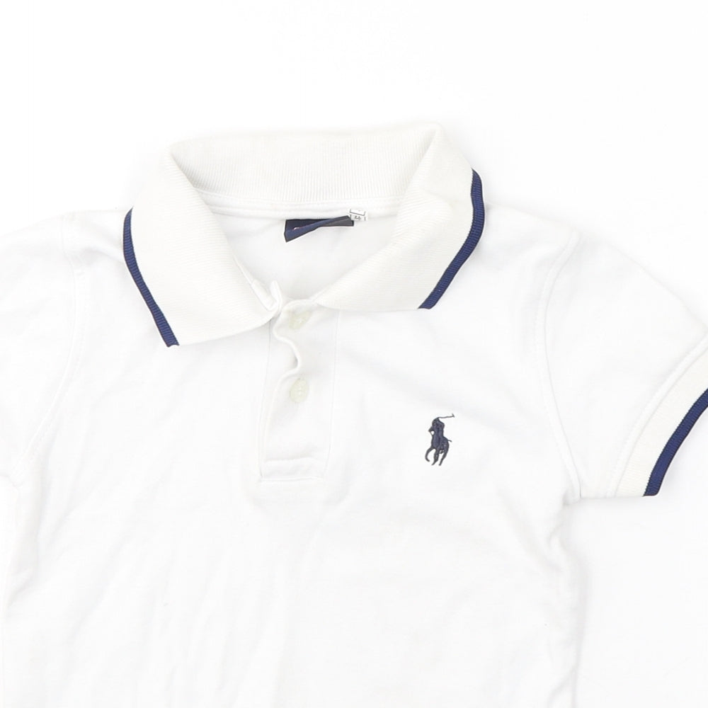 Polo Ralph Lauren Boys White  Cotton Pullover Polo Size 4 Years Collared Pullover