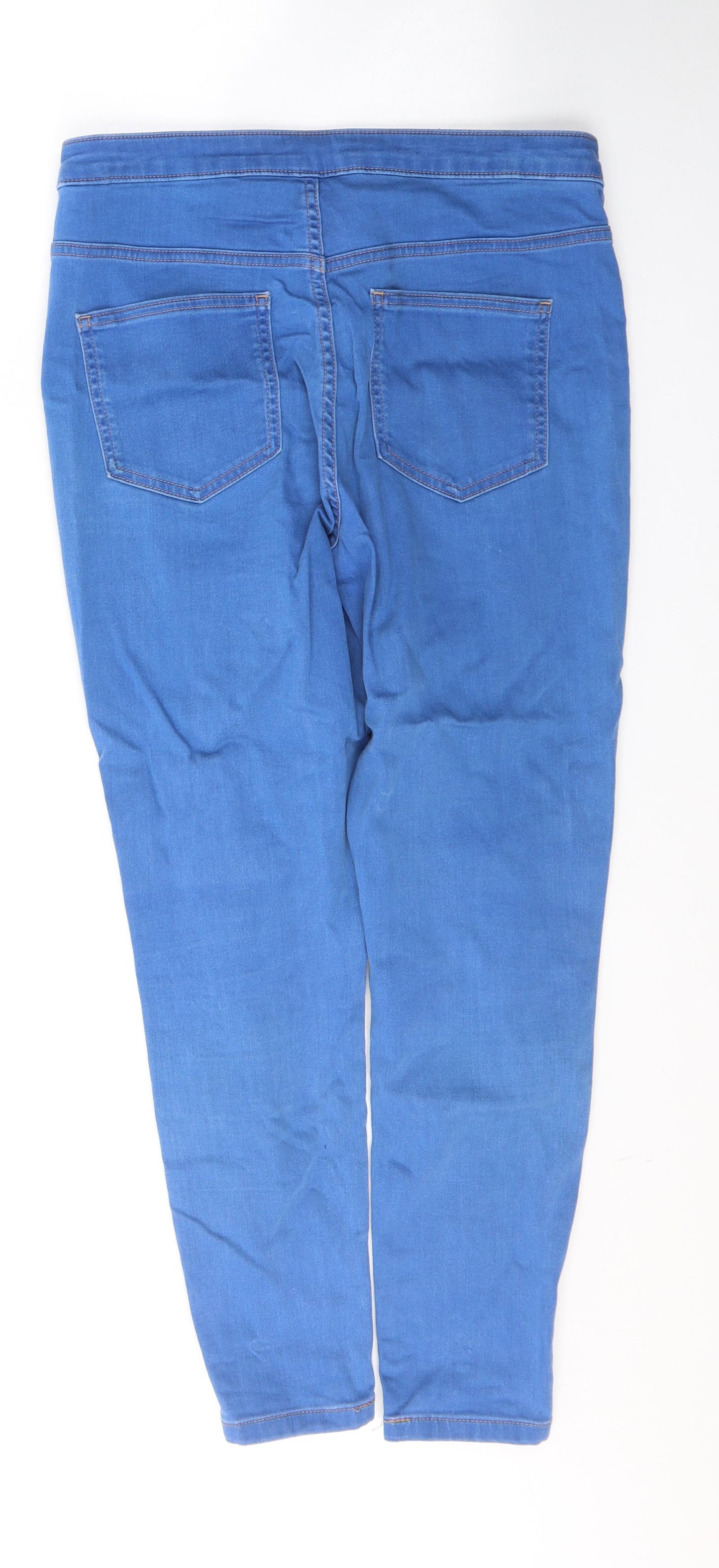 Marks and Spencer Womens Blue  Cotton Skinny Jeans Size 14 L26 in Regular Button
