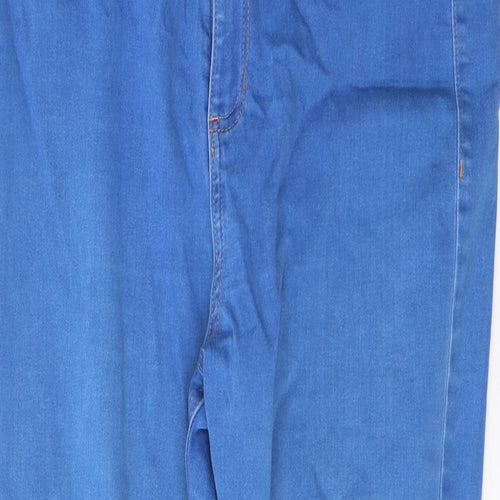 Marks and Spencer Womens Blue  Cotton Skinny Jeans Size 14 L26 in Regular Button