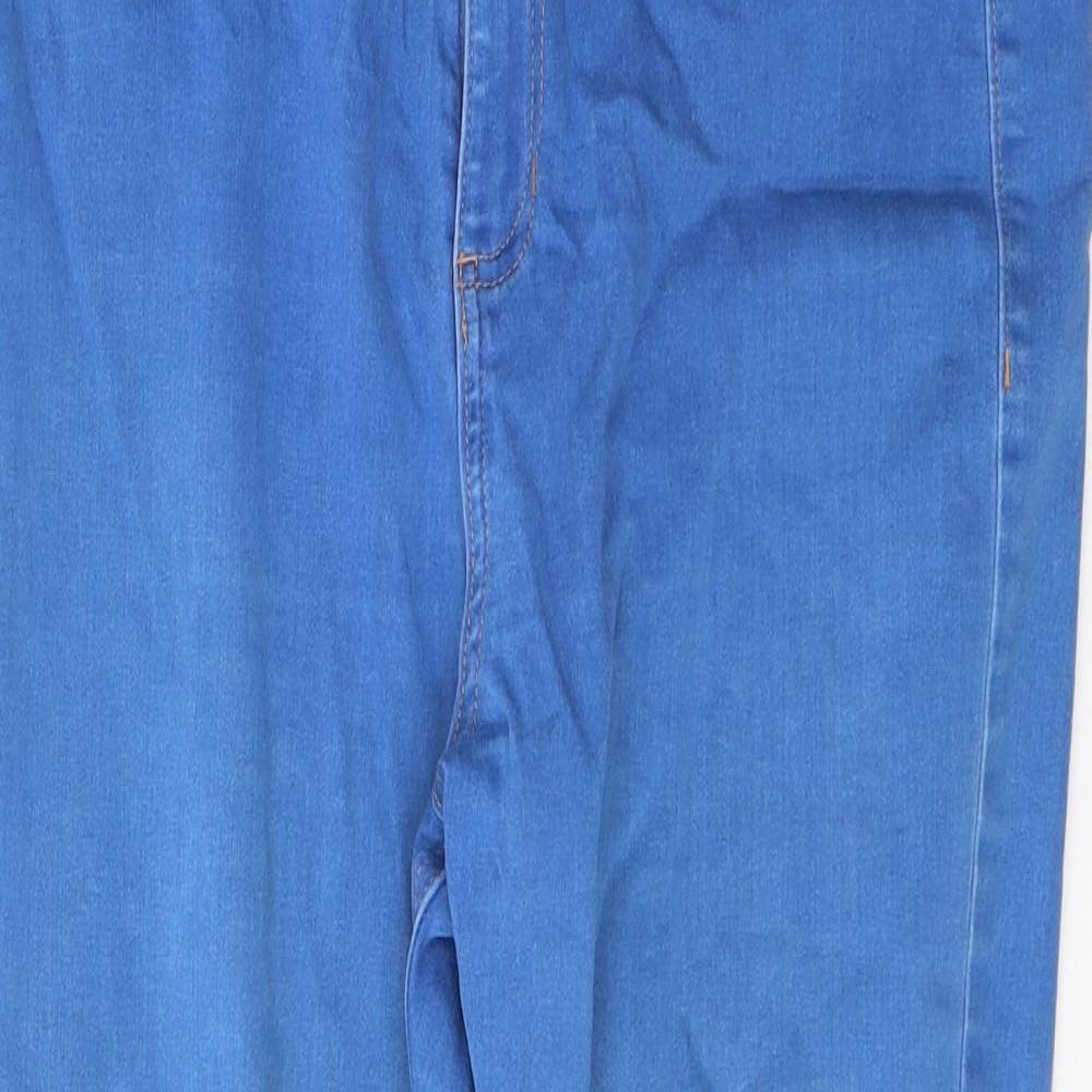 Marks and Spencer Womens Blue  Cotton Skinny Jeans Size 14 L26 in Regular Button