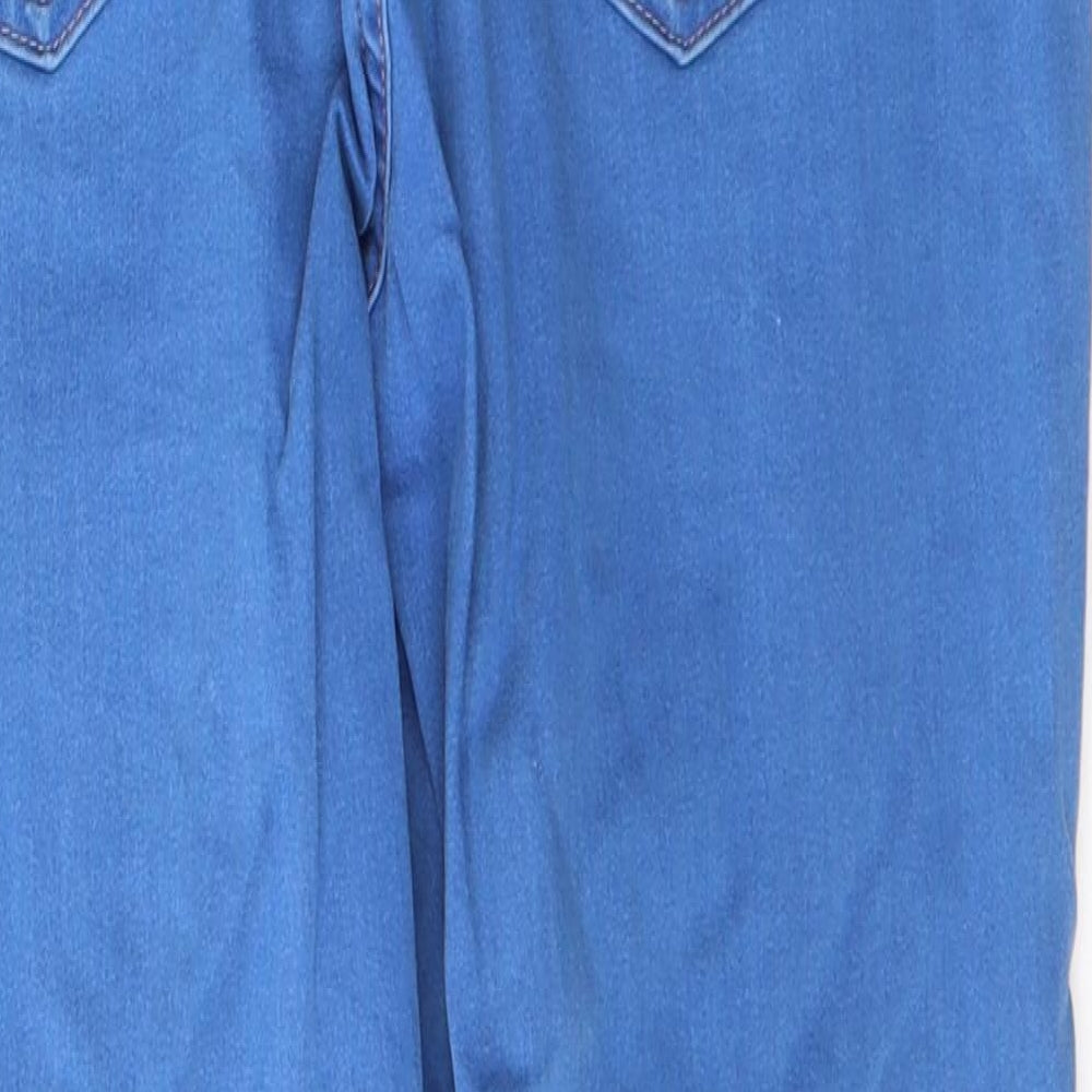 Marks and Spencer Womens Blue  Cotton Skinny Jeans Size 14 L26 in Regular Button